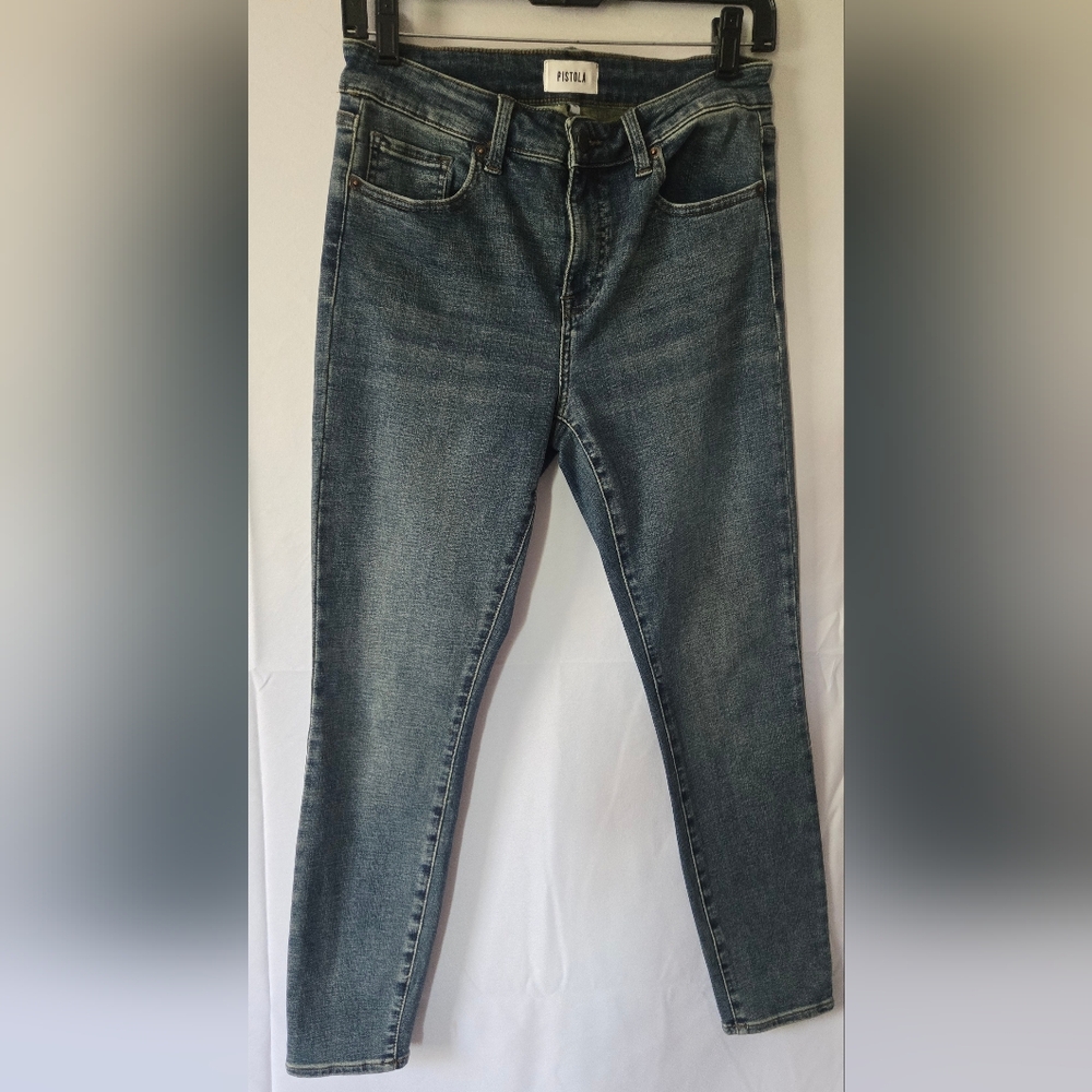 Pistola High Rise Stretch Skinny Medium Wash Denim Jeans Size 28